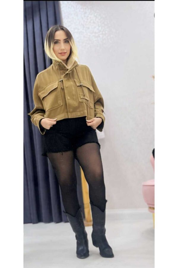 Kısa Gabardin Crop Ceket - 0271