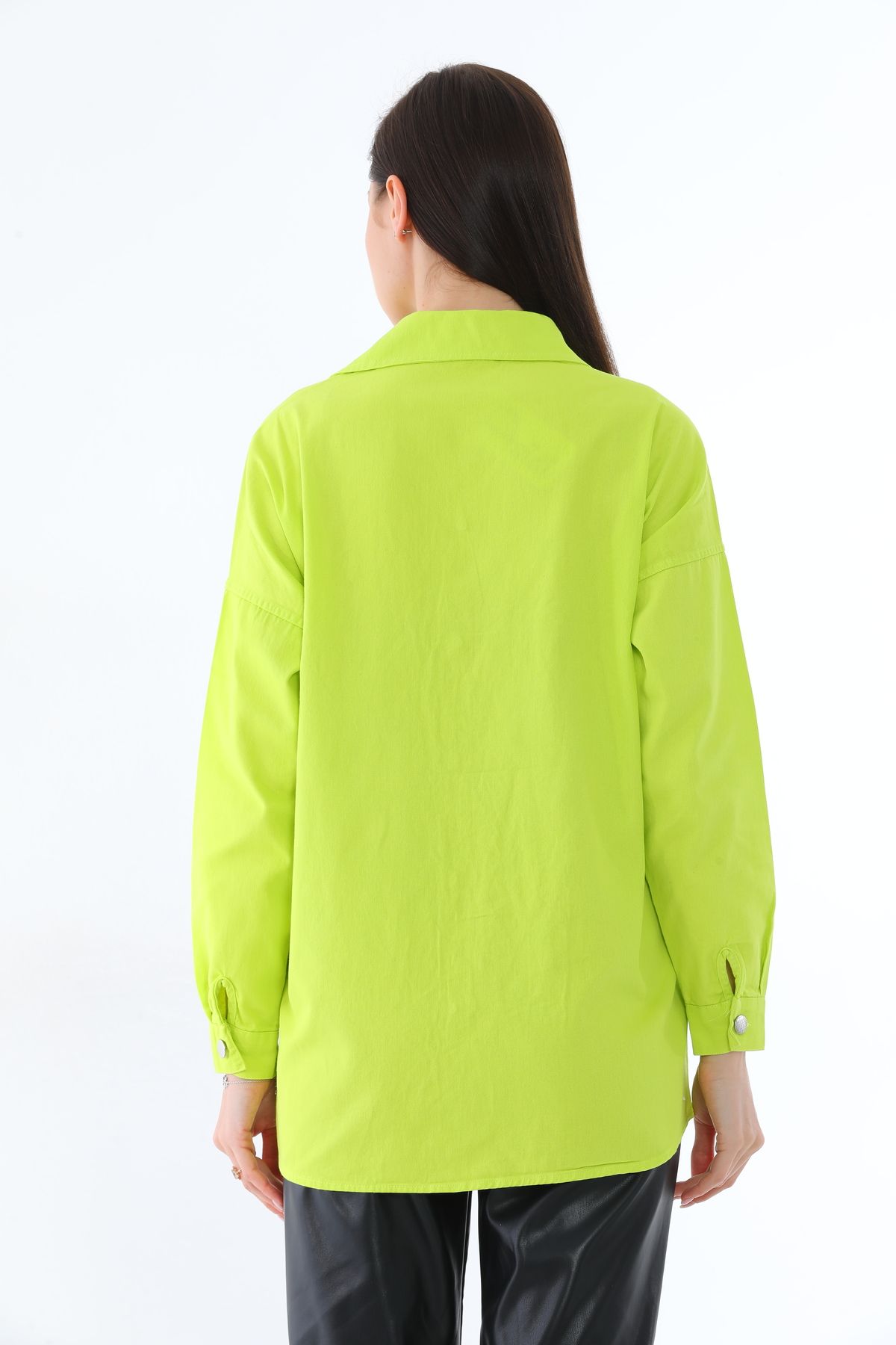 Taşlı Gümüş Düğmeli Iki Cepli Gömlek - 0247 - Görsel 13