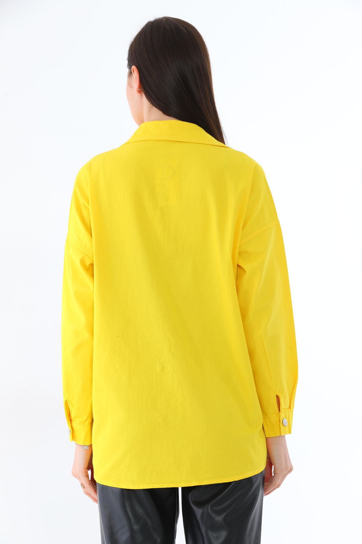 Taşlı Gümüş Düğmeli Iki Cepli Gömlek - 0247 - Görsel 18